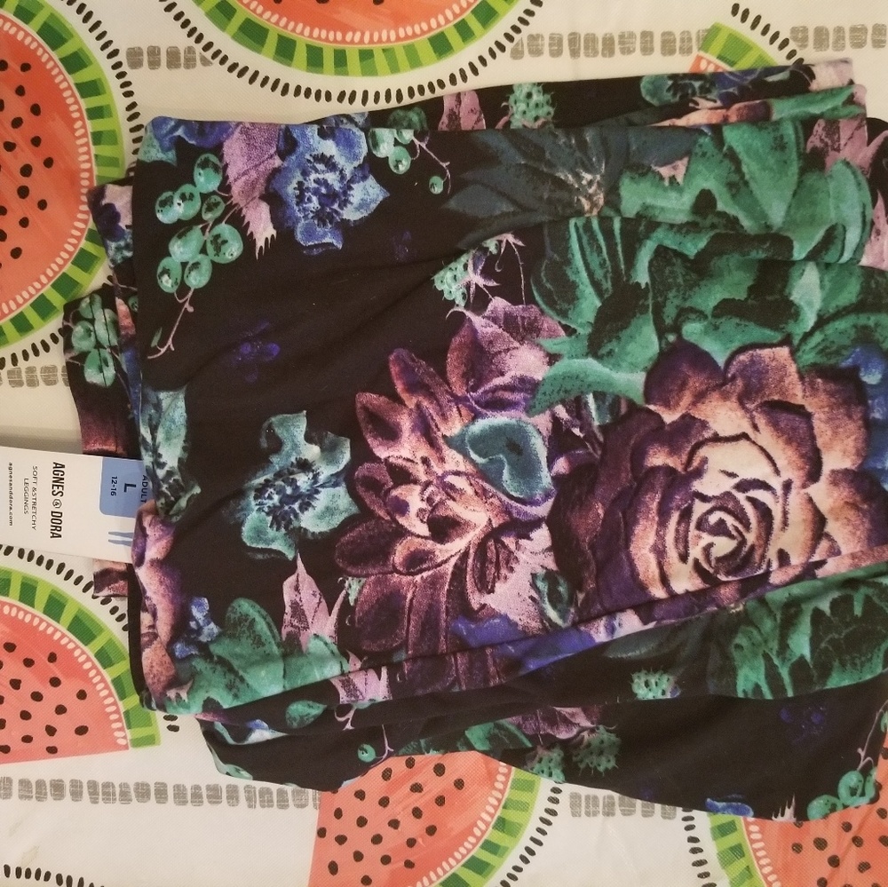 Agnes and Dora Floral Black leggings
